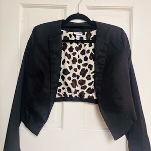 Kate Young for Target Chic Black Blazer with Leopard Print Lining